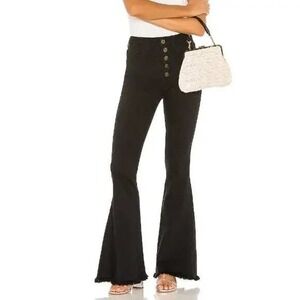 Show Me Your Mumu Berkeley Button Up Bells Pitch Black Flare Jeans 27 MDF9-298